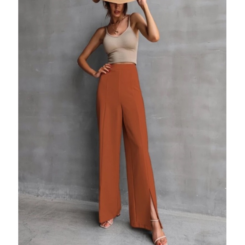 Wide leg side slit pants - Picture 3 of 16